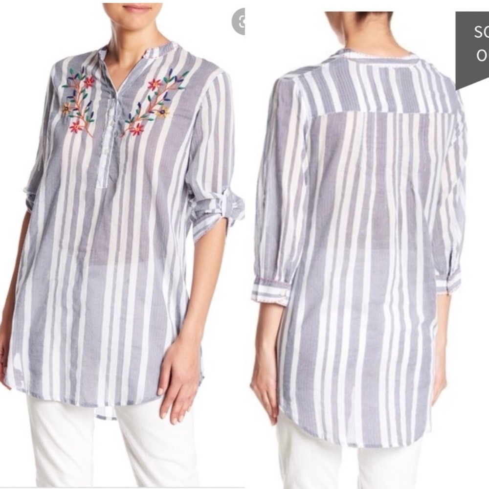 Anthropologie RAGA Embroidered Light Tunic Top